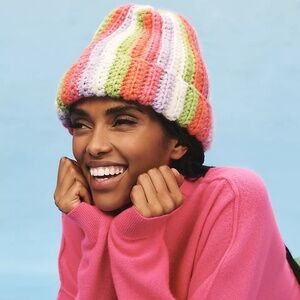 NWT Anthropologie Chunky Striped Beanie